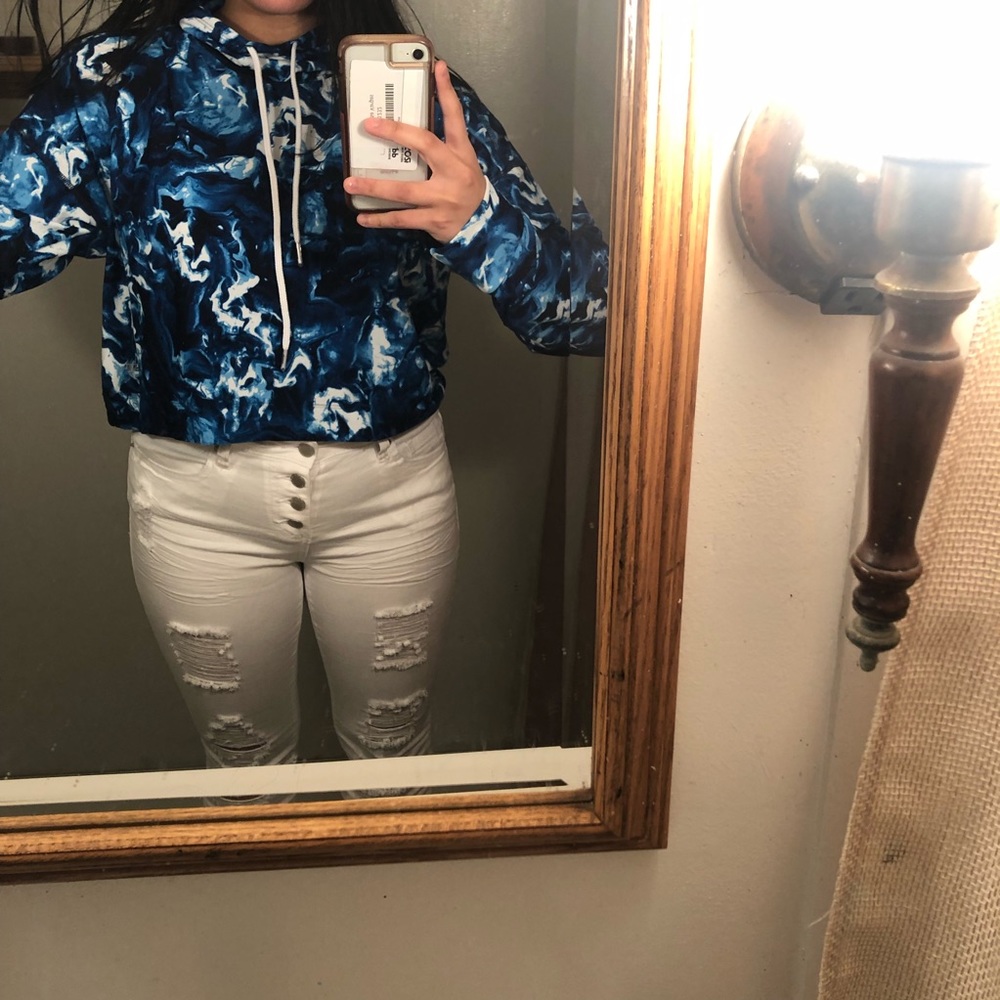 Blue Speedo Long-sleeve Crop Top